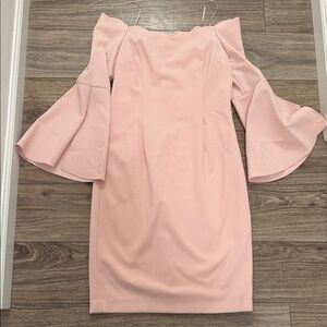 Ricky Freeman Terry Jon Elegant Pink Off-Shoulder Dress